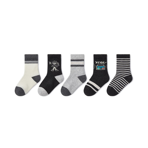 Music On Warm Breathable Boy 5pcs Crew Socks Set   0cm