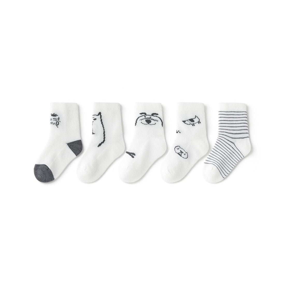 My Best Friend Thin Mesh Breathable Boy 5pcs Crew Socks Set - 0cm