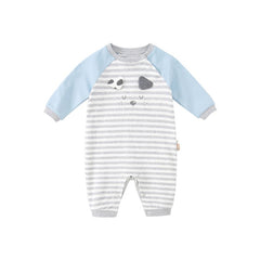 Napping Puppy New Born Baby Boy Grey Striped Romper