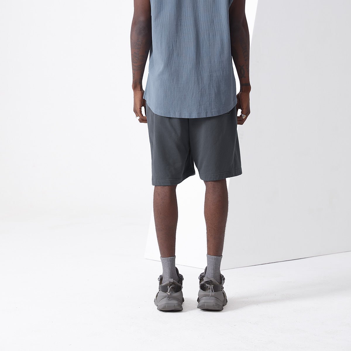 Natural Comfort Mid Length Charcoal Track Shorts   0cm