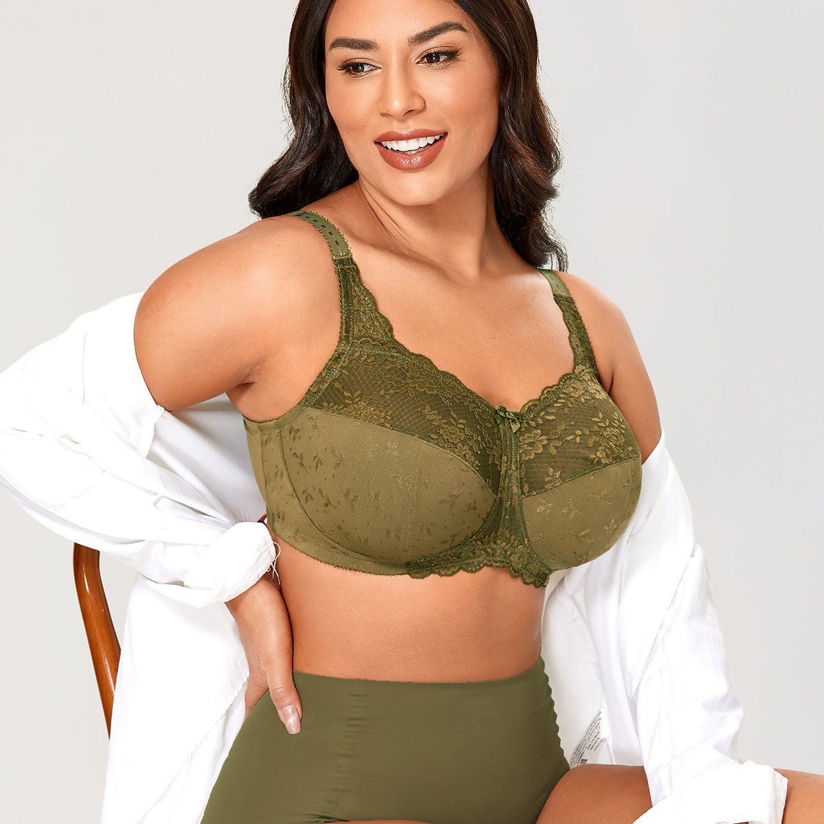 Natural Curve Wireless Olive Full Figure Bra   0cm