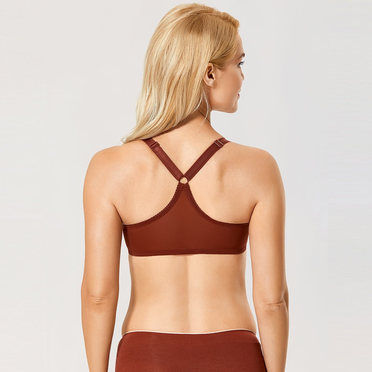 Natural Shaping Front Closure Underwire Maroon Full Coverage Lace Bra   0cm