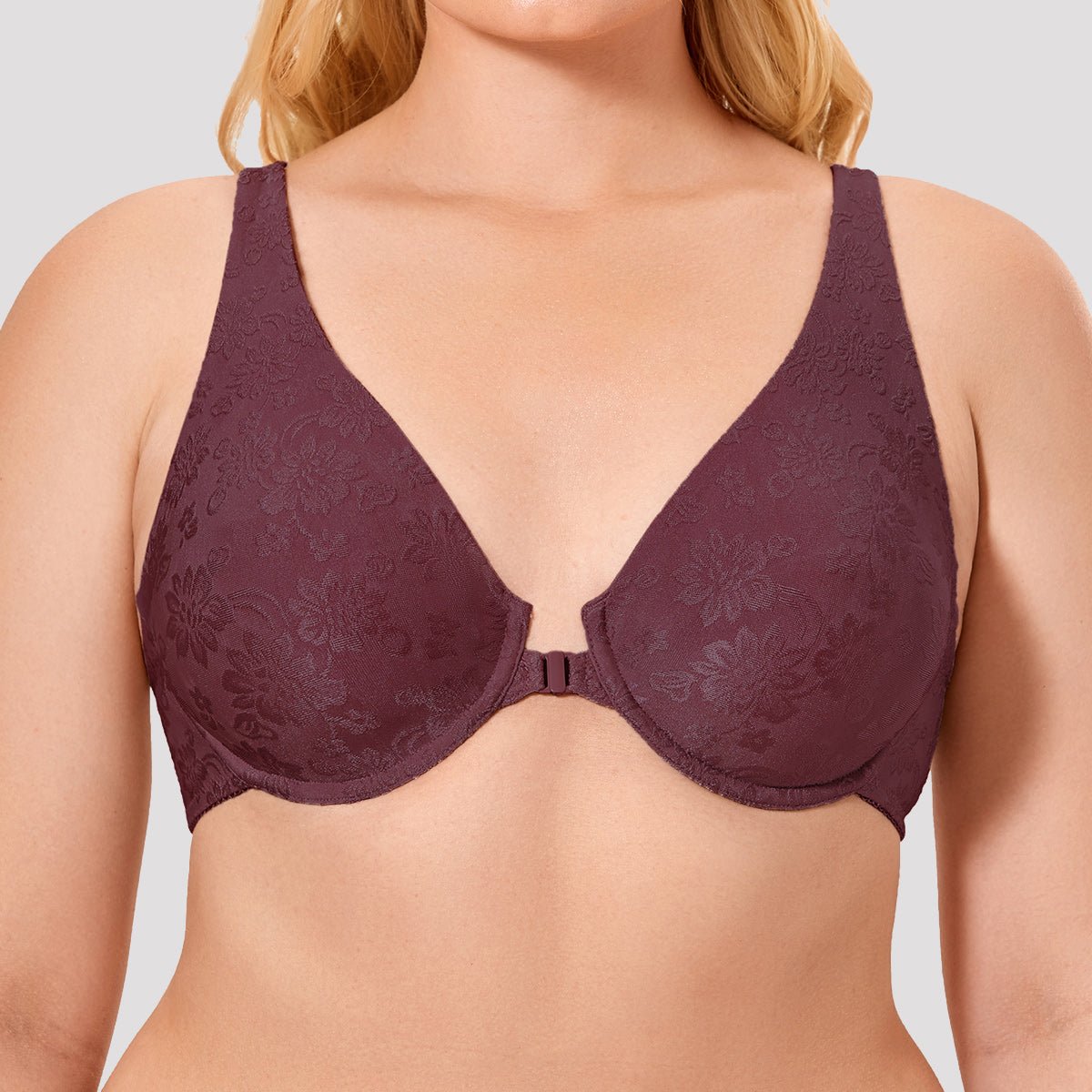 Nature Look Seamless Plunge Underwire Comfortable Wine Bra   0cm