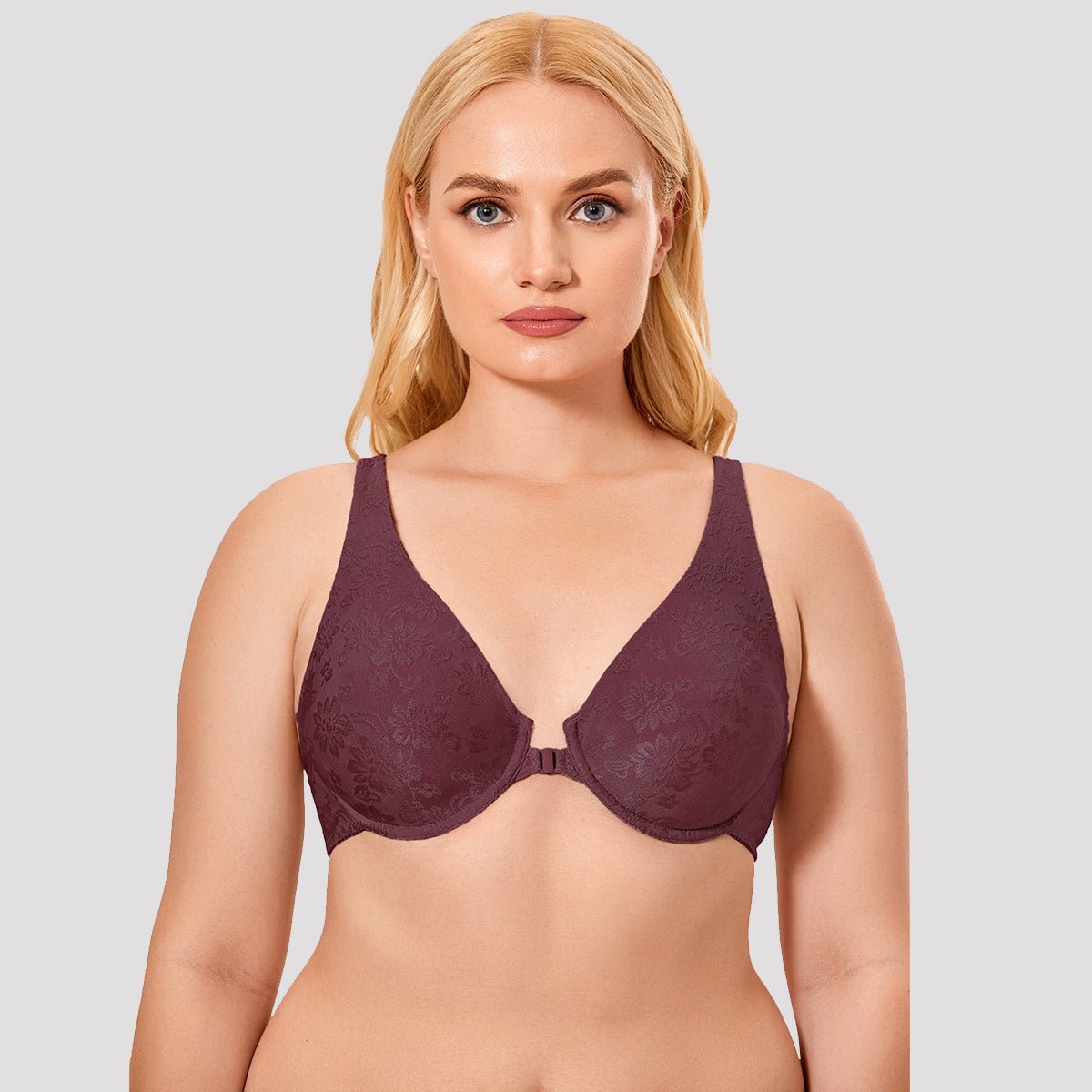 Nature Look Seamless Plunge Underwire Comfortable Wine Bra   0cm