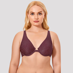 Nature Look Seamless Plunge Underwire Comfortable Wine Bra