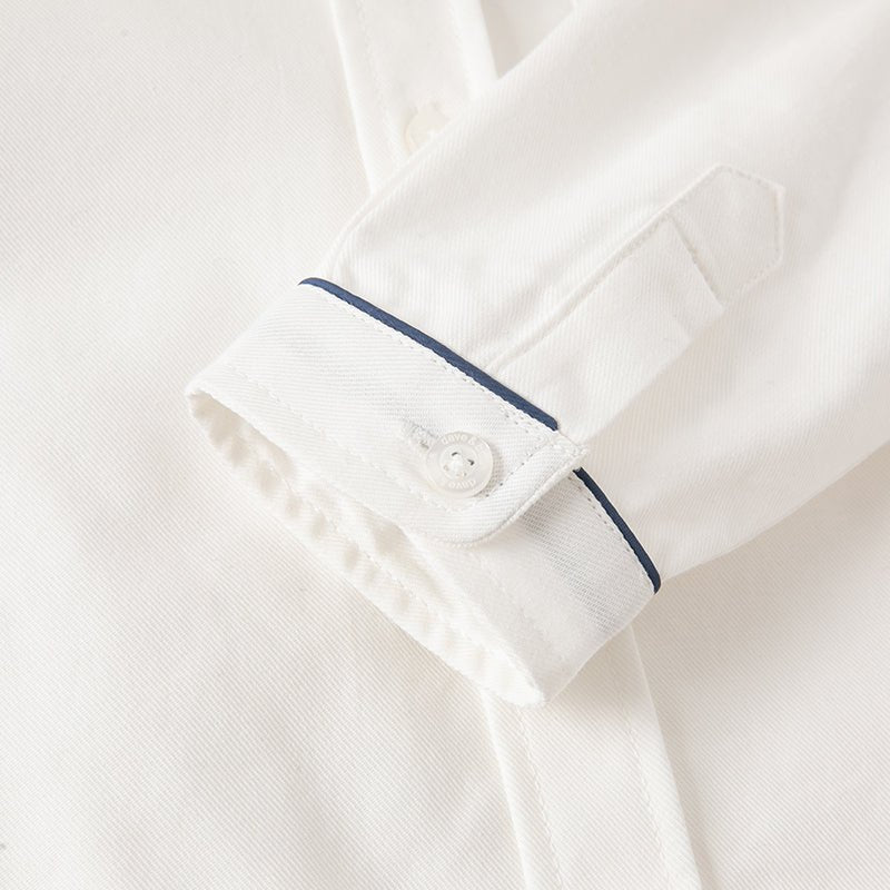 Navy Trim Removable Tie Boy White Shirt   0cm