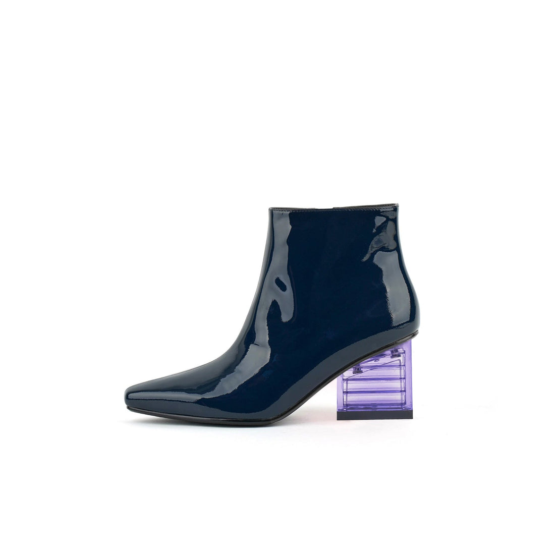 Neon Lights Patent Leather Navy Boots - 0cm