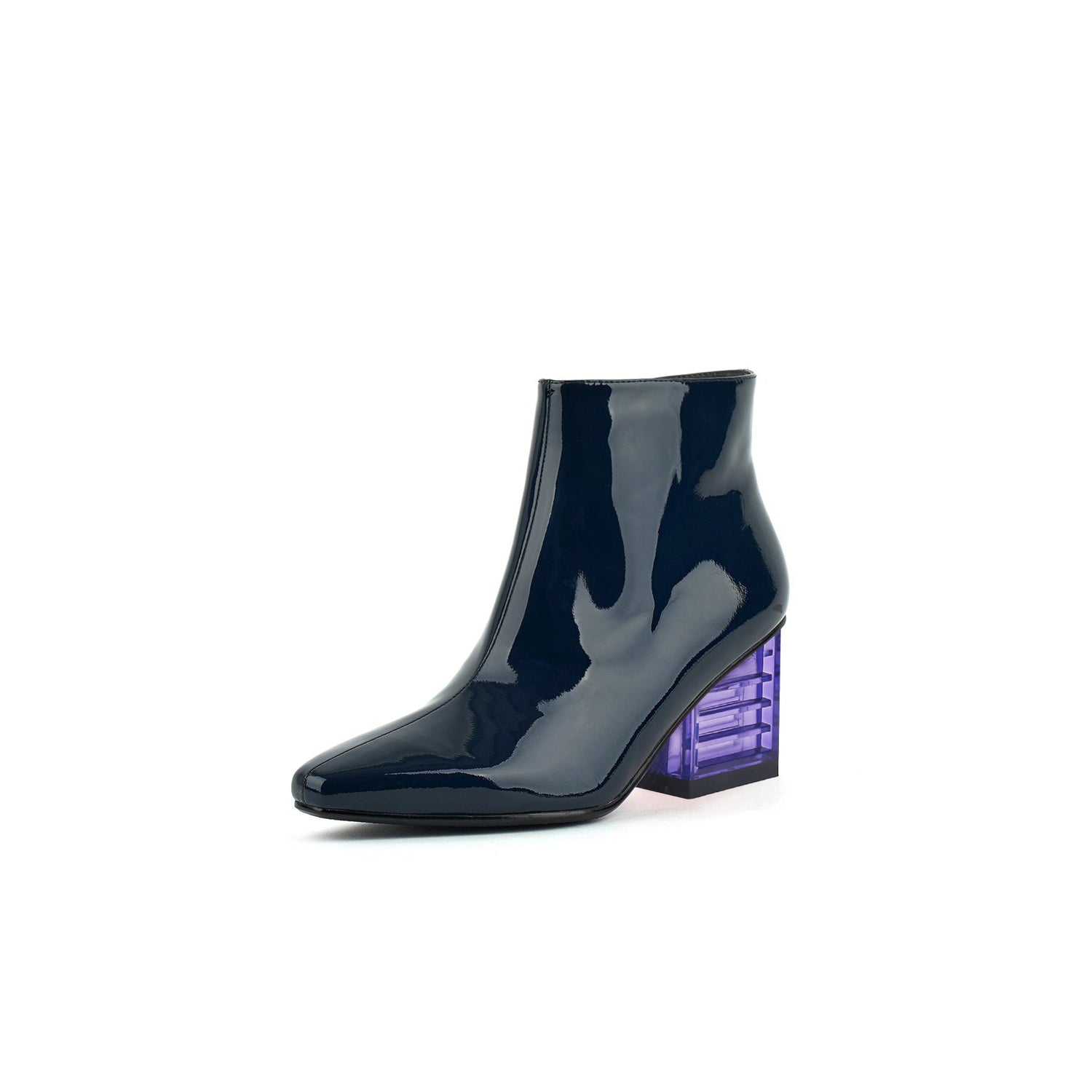 Neon Lights Patent Leather Navy Boots - 0cm