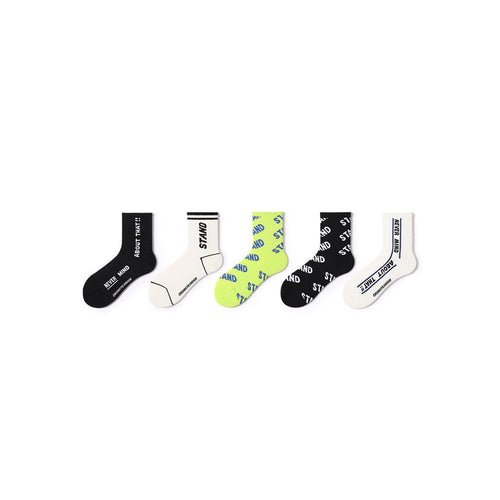 Never Mind All season Unisex 5pcs Crew Socks Set   0cm