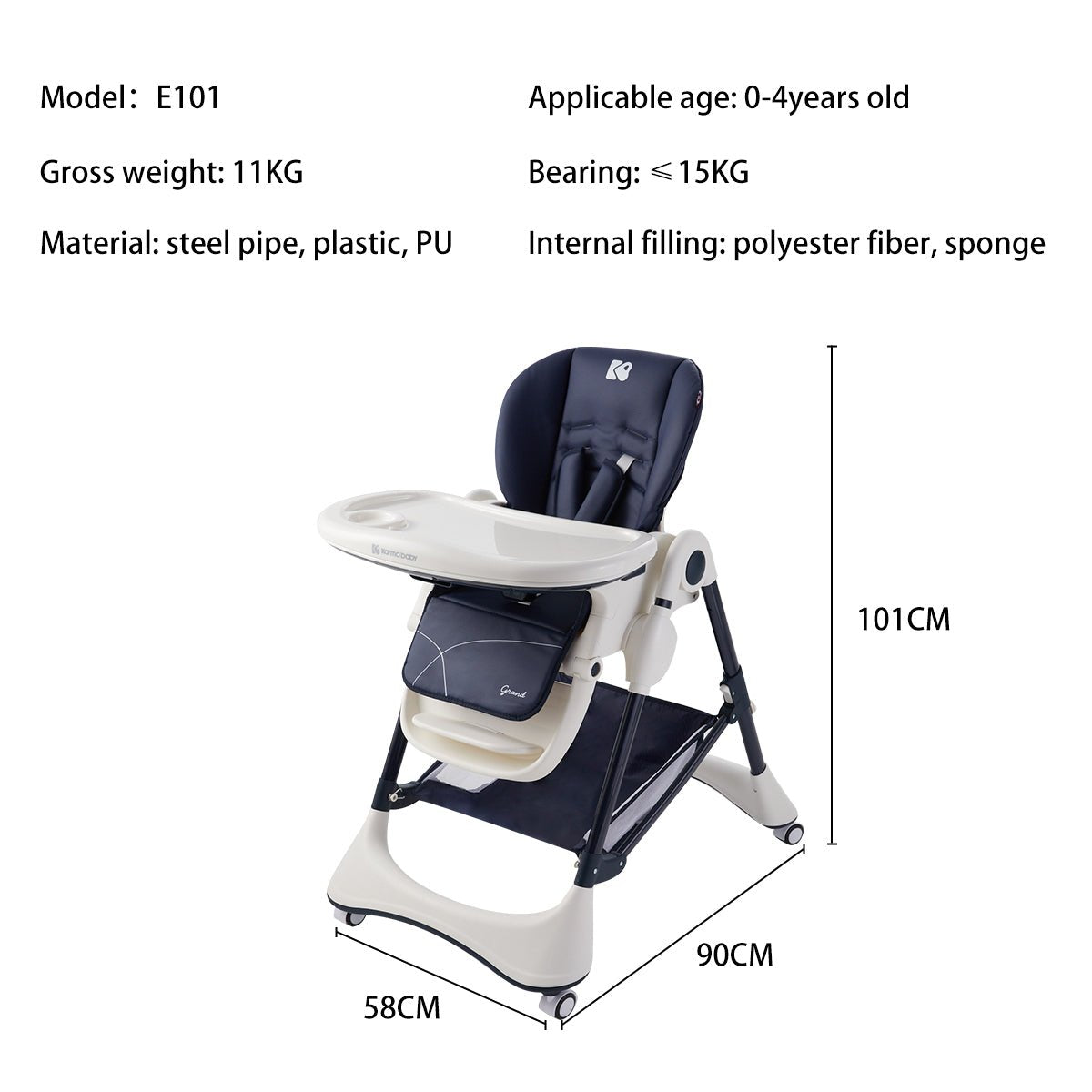 New Era Grey Multifunctional Baby High Chair - 0cm