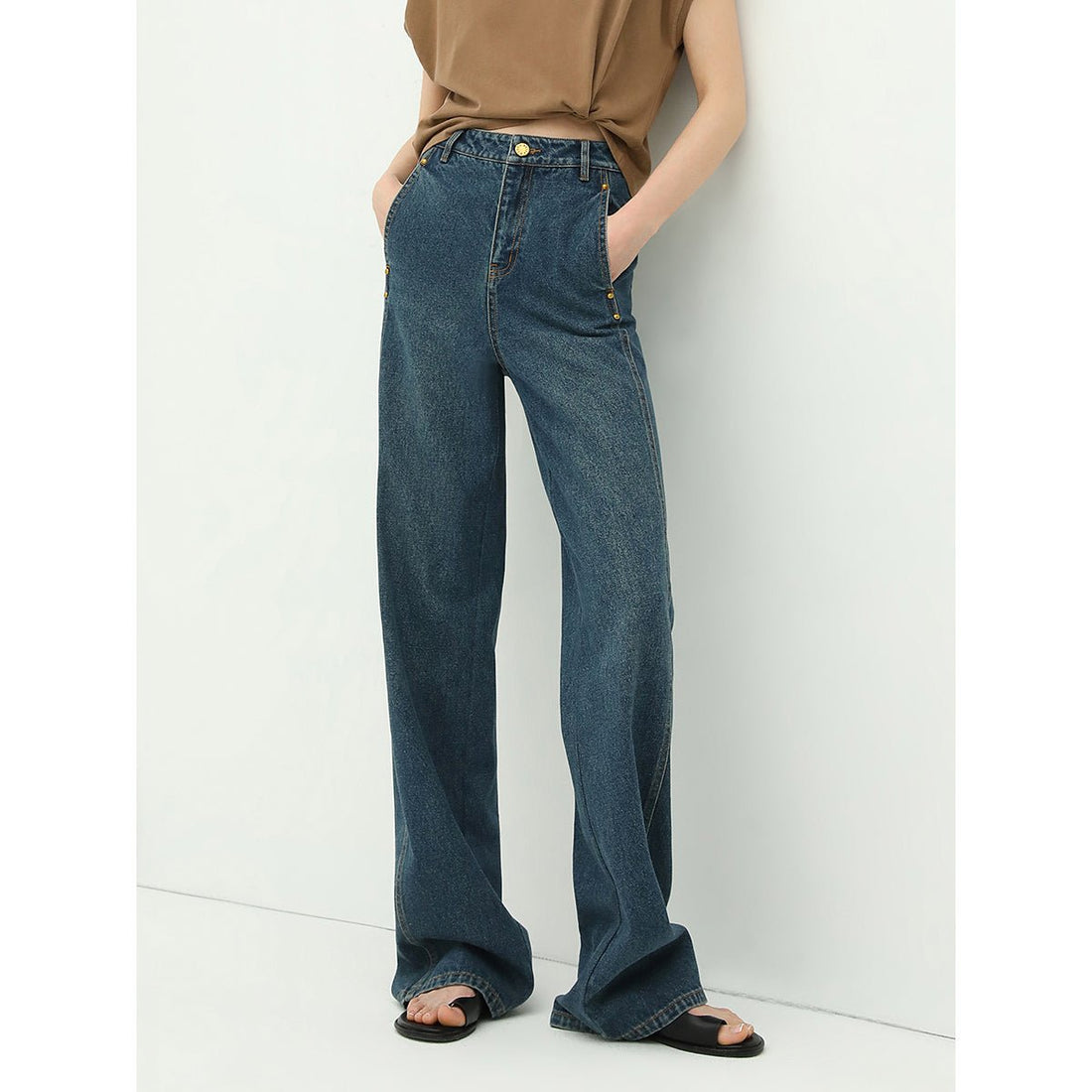 New Vintage Classic Lightweight High-waist Straight-leg Blue Jeans - 0cm