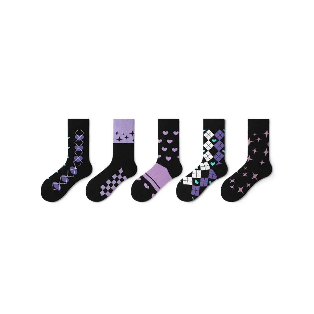 Night Love All season Women 5pcs Crew Socks Set   0cm
