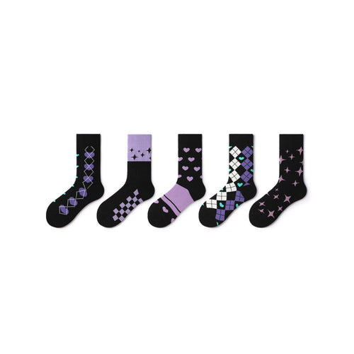 Night Love All season Women 5pcs Crew Socks Set   0cm