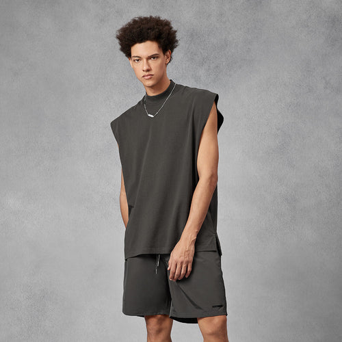 Ninja Cut Off Charcoal Tank Top   0cm