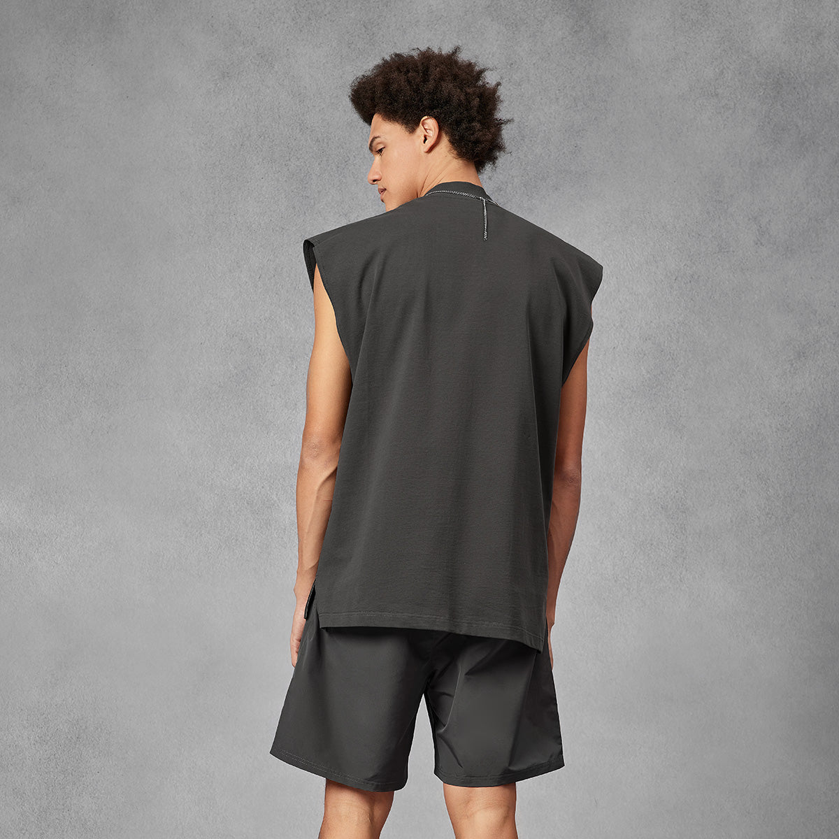 Ninja Cut Off Charcoal Tank Top   0cm