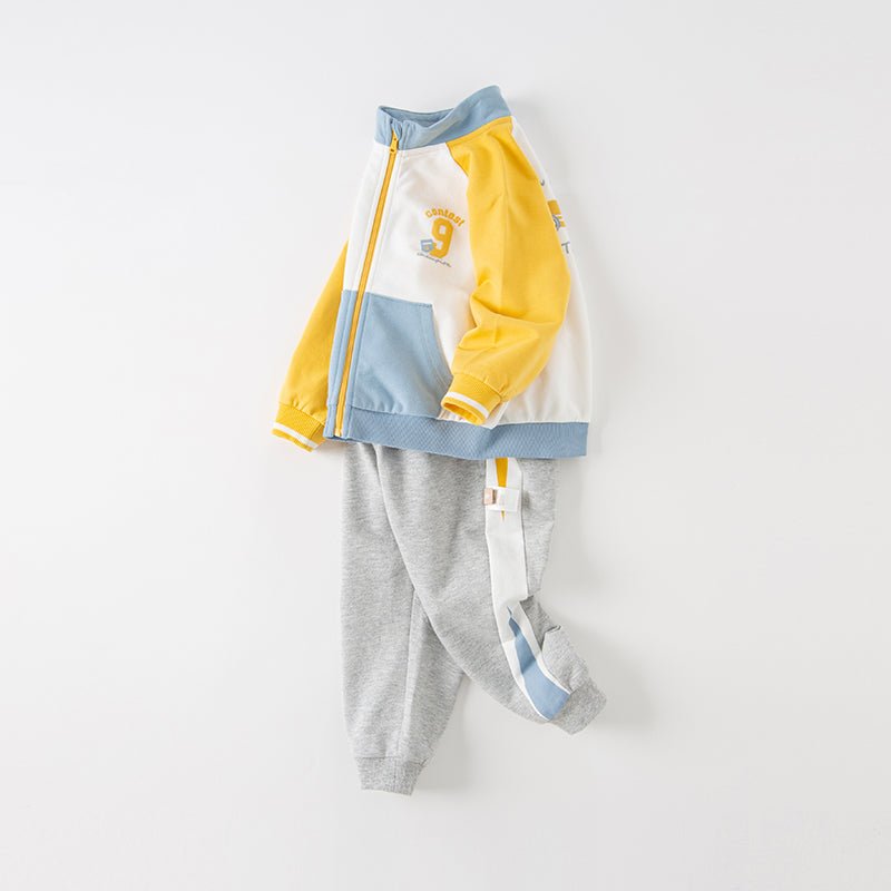 No. 9 Contest Boy Two-piece Yellow Baseball Jacket &amp; Pants Set - 0cm