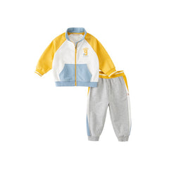 No. 9 Contest Boy Two-piece Yellow Baseball Jacket & Pants Set