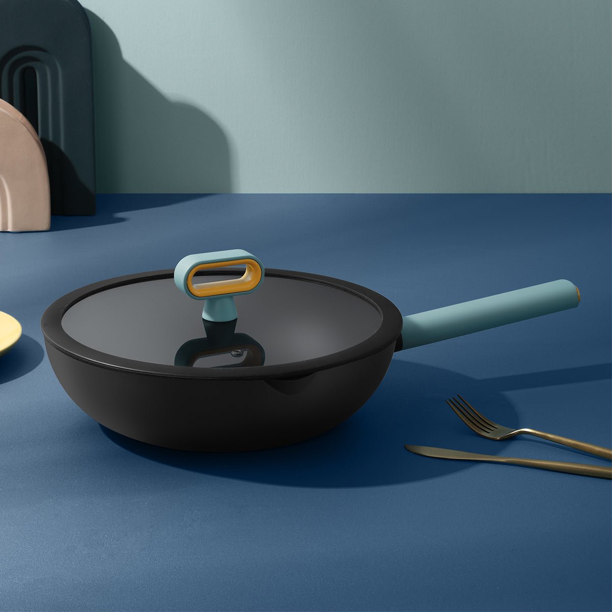 Nordic Starry Stone 28cm Black Non stick Wok Pan   0cm