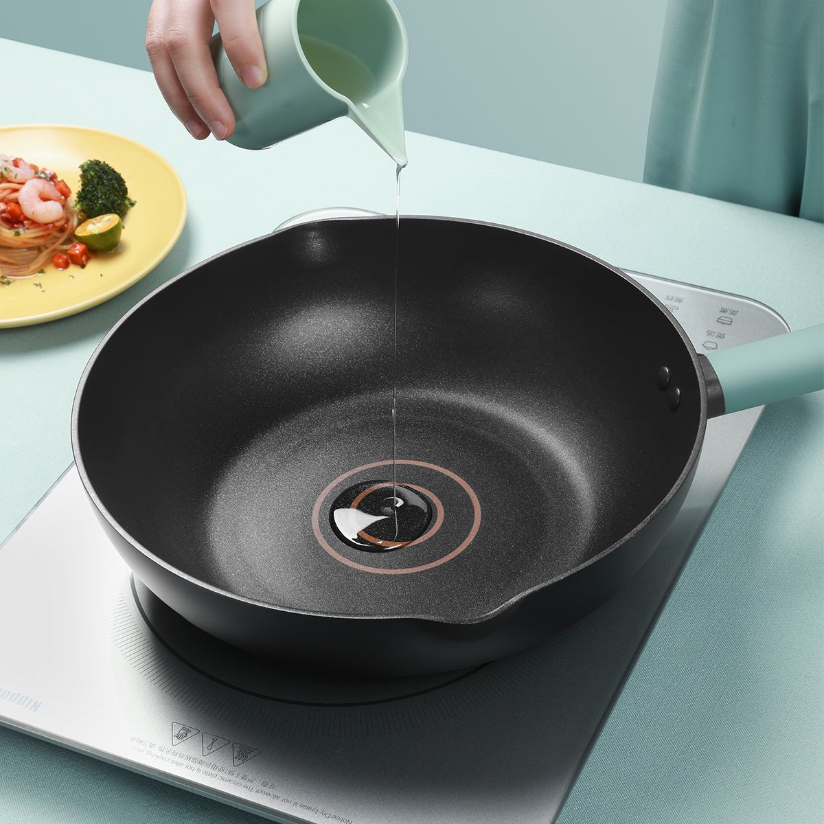 Nordic Starry Stone 28cm Black Non stick Wok Pan   0cm