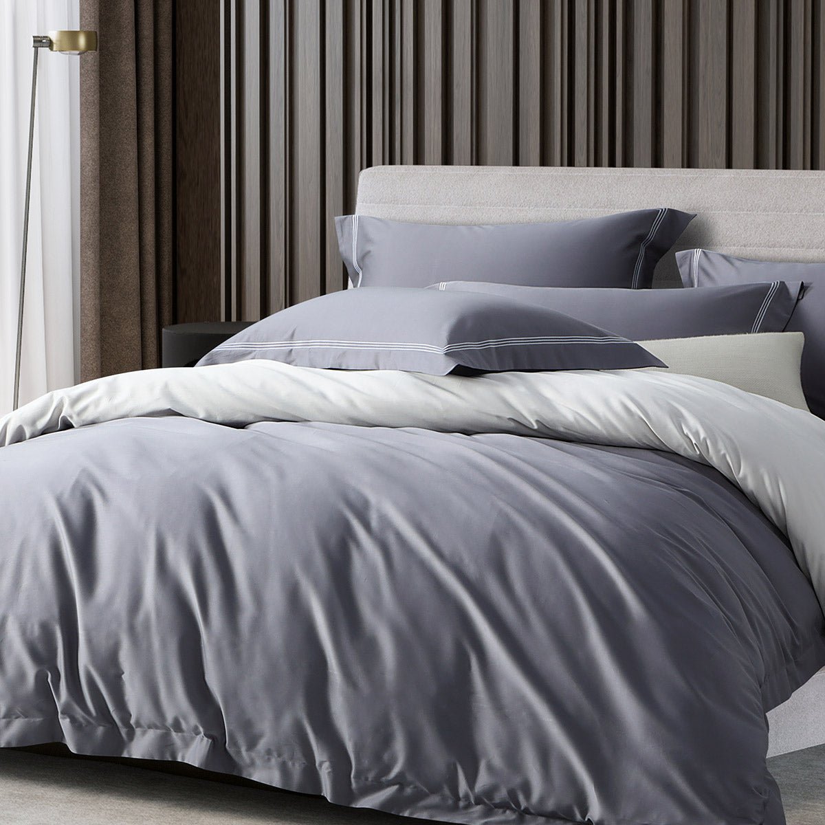 Noy 4 Pieces 100s Pure Cotton Grey Quilt Cover Set   0cm