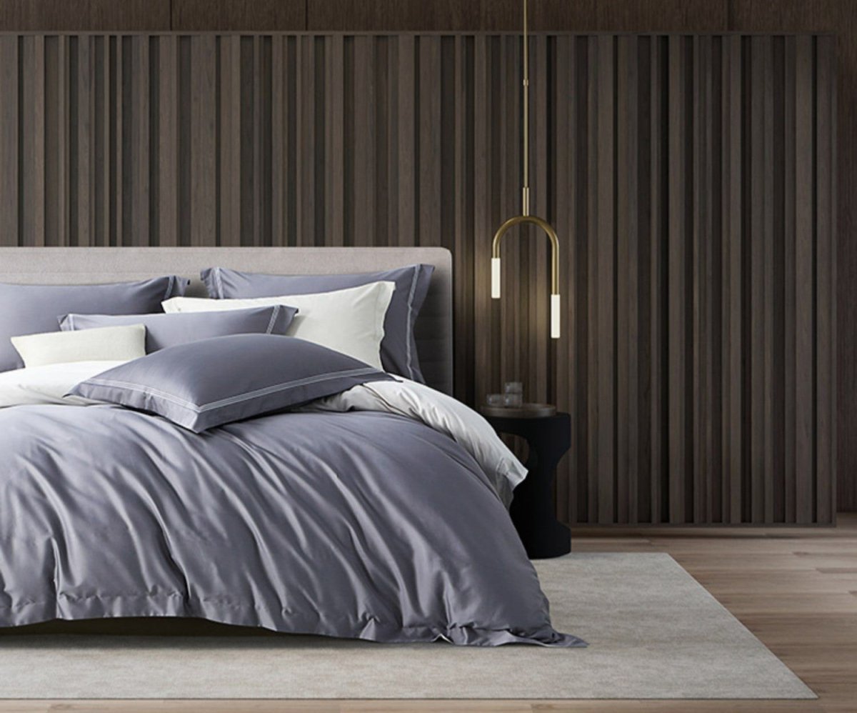 Noy 4 Pieces 100s Pure Cotton Grey Quilt Cover Set   0cm