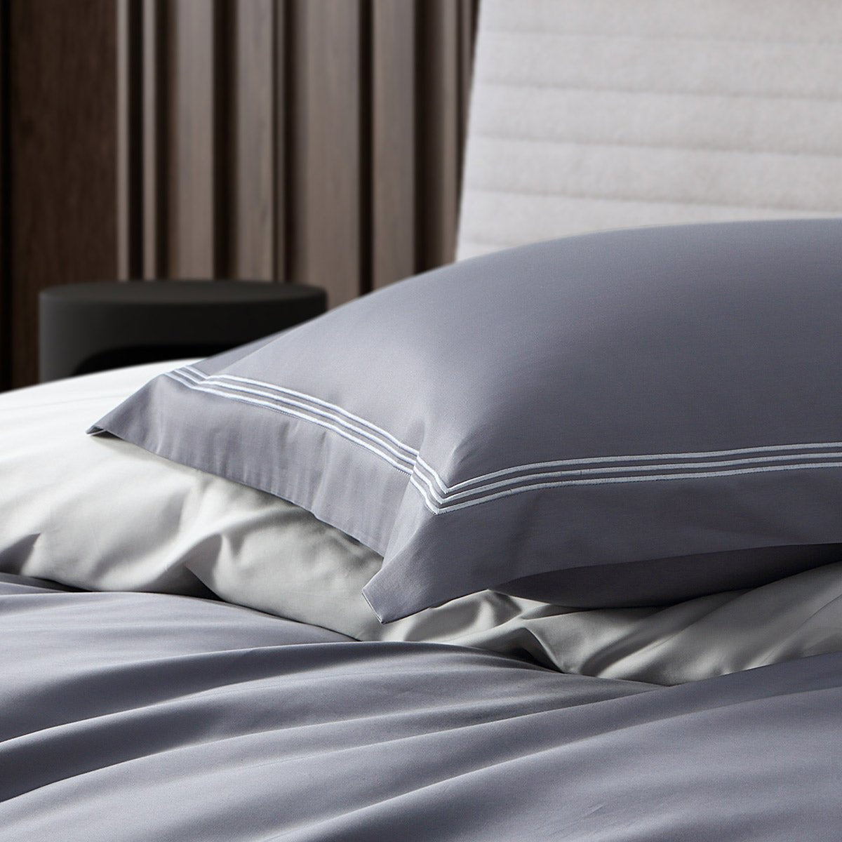 Noy 4 Pieces 100s Pure Cotton Grey Quilt Cover Set   0cm