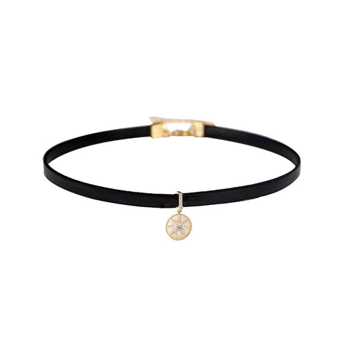 Octagonal Star Compass Black Choker   0cm