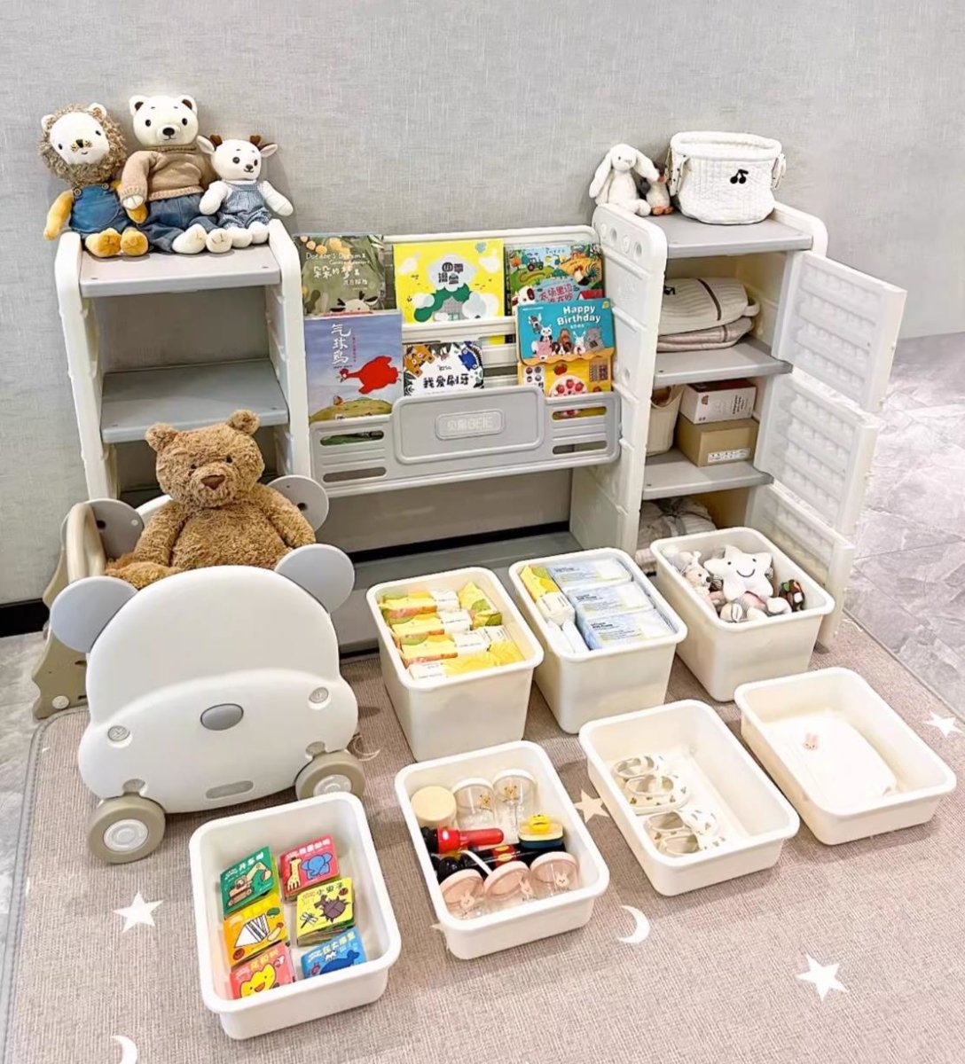 Odin Bear Ivory Bookshelf & Storage Combo Set   0cm