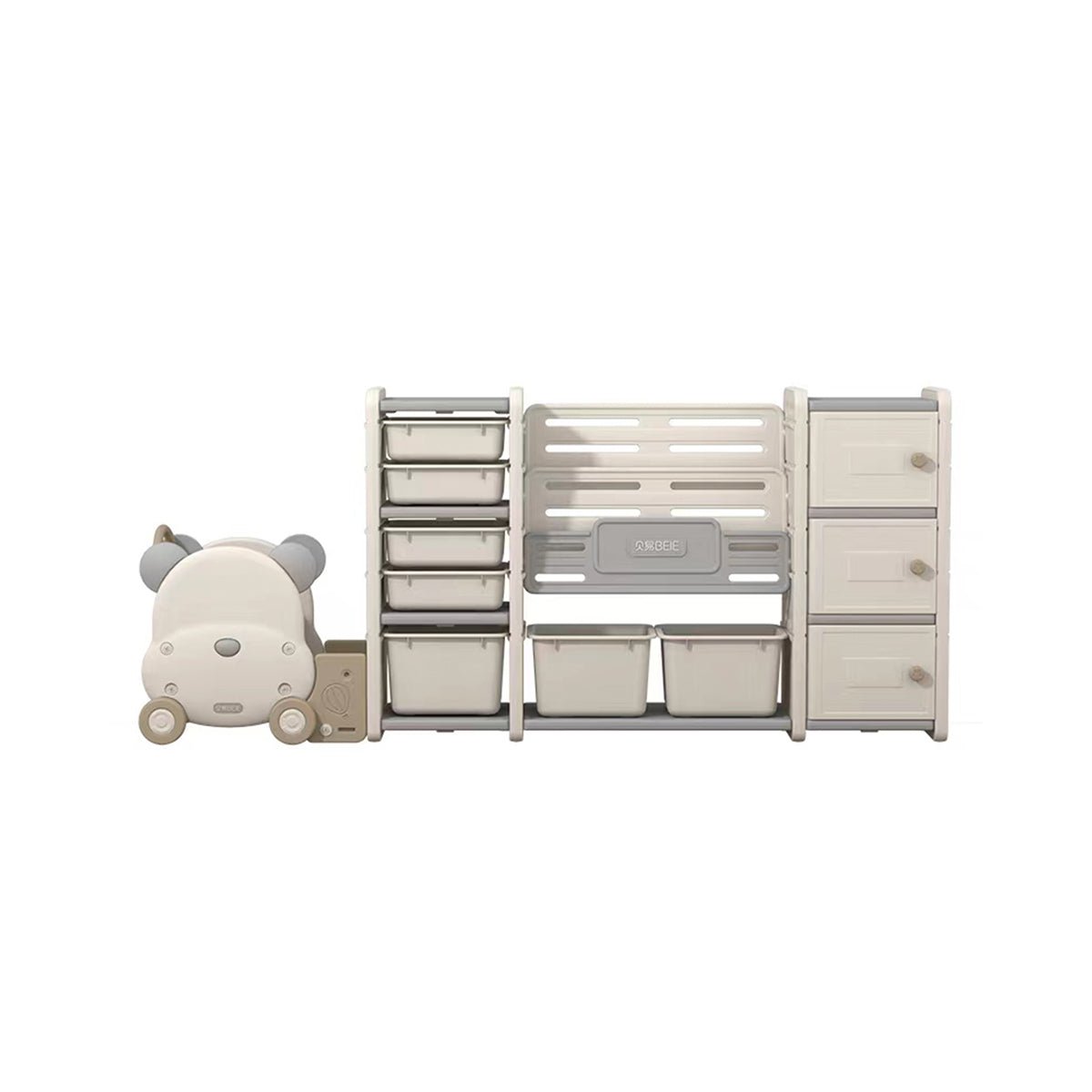 Odin Bear Ivory Bookshelf & Storage Combo Set   0cm