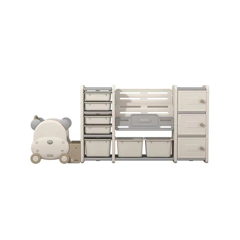 Odin Bear Ivory Bookshelf & Storage Combo Set