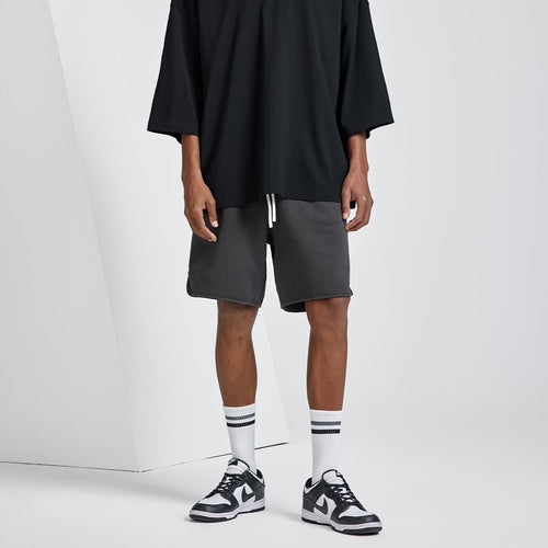 On Vacation Heavyweight Black Drawstring Waist Track Shorts   0cm