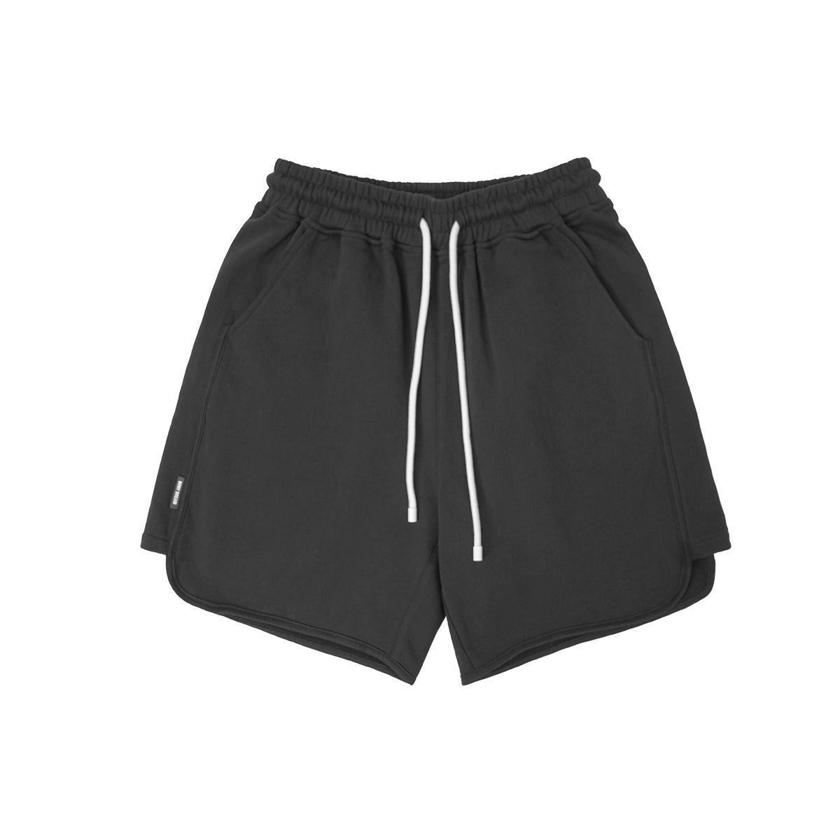 On Vacation Heavyweight Black Drawstring Waist Track Shorts   0cm