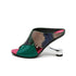 Open Toe Thick Strip Faux Leather Green Mules - 0cm