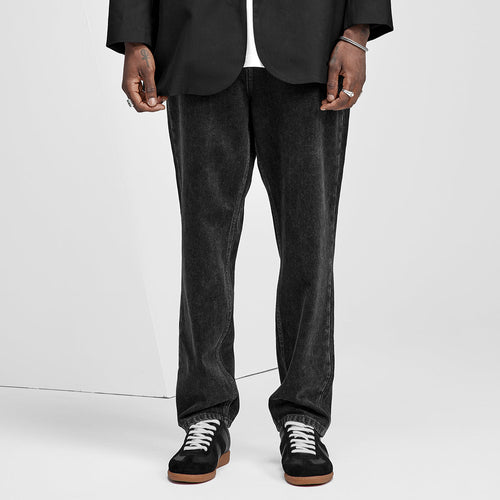 Organic Washed Straight Leg Relaxed Fit Charcoal Jeans   0cm