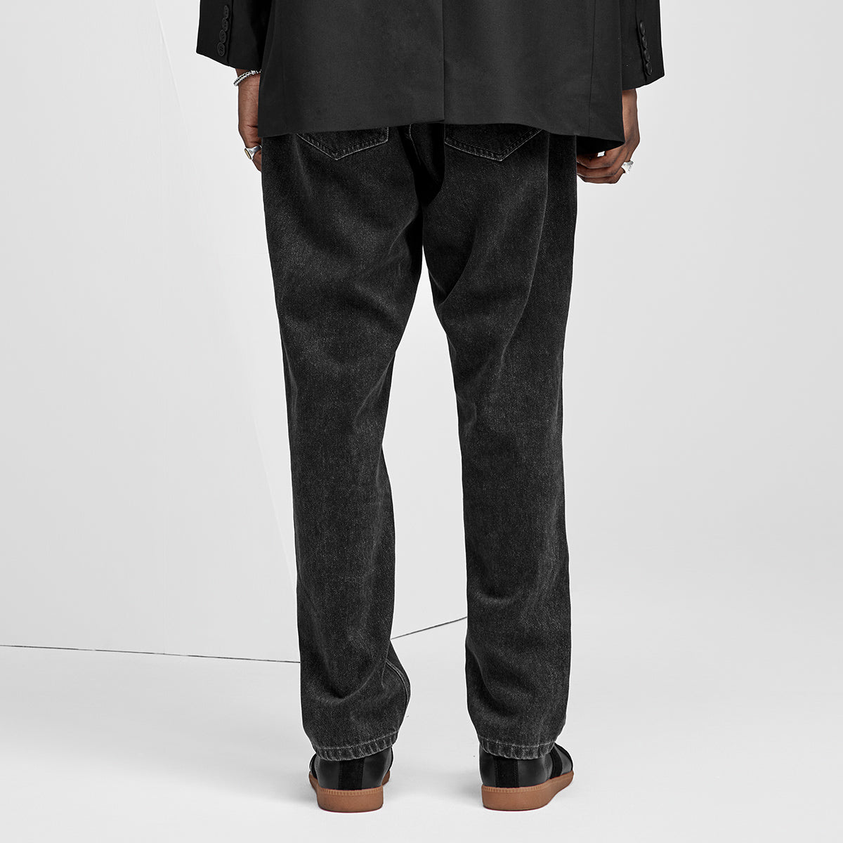 Organic Washed Straight Leg Relaxed Fit Charcoal Jeans   0cm