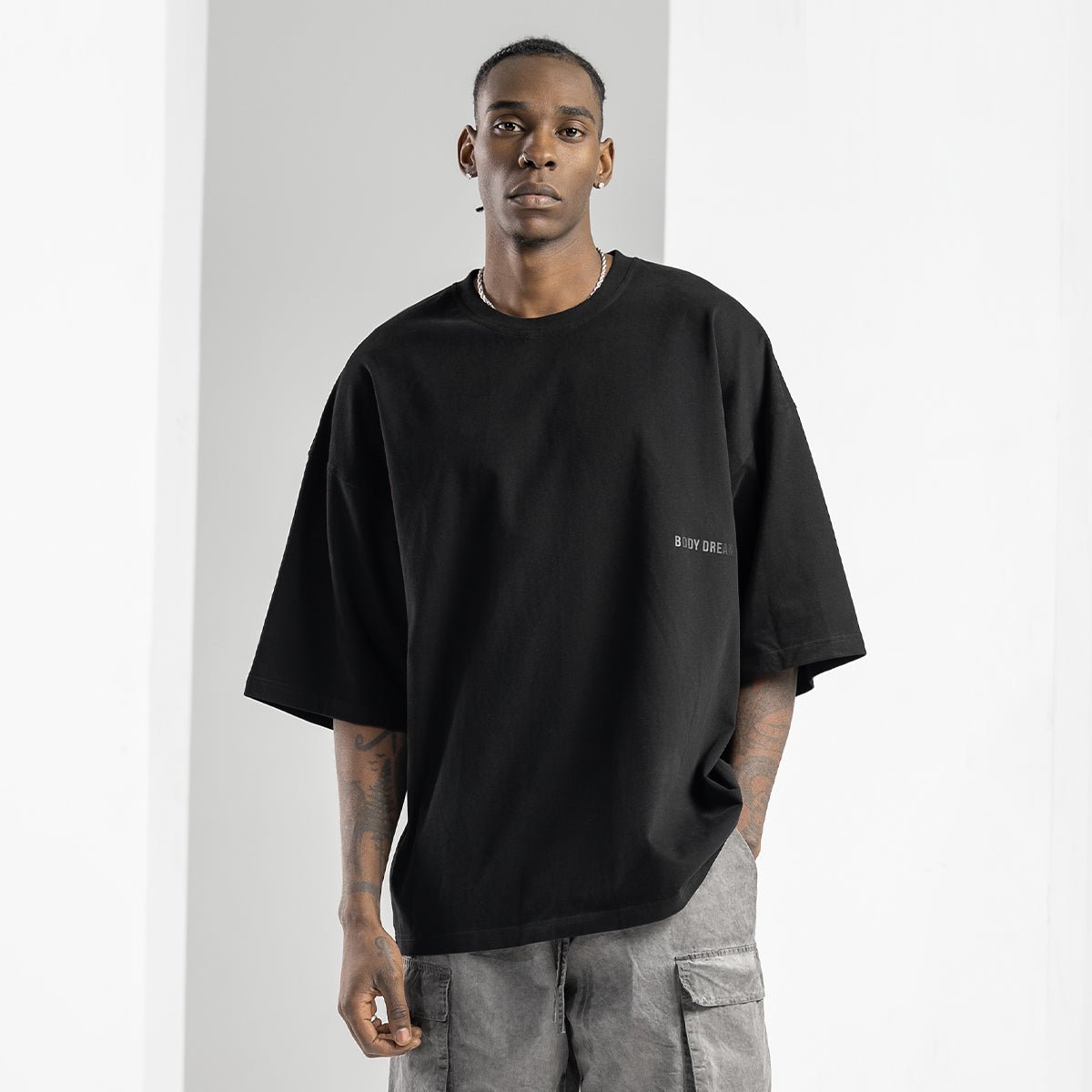 Original Heavyweight Oversized Acid Wash Black Tee   0cm