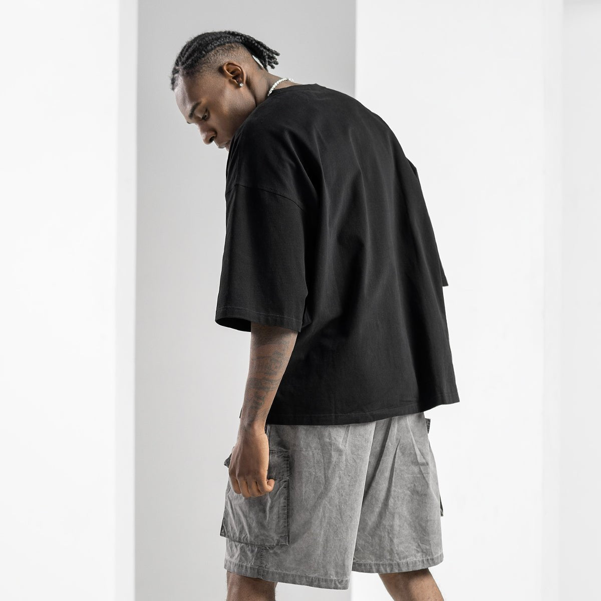 Original Heavyweight Oversized Acid Wash Black Tee   0cm