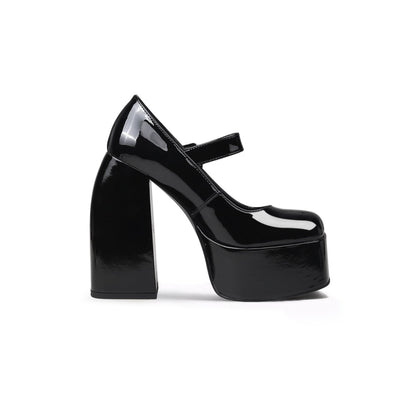 Pablo Platform-heel Patent Black Mary Jane Pumps - 0cm