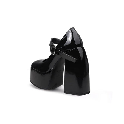 Pablo Platform-heel Patent Black Mary Jane Pumps - 0cm