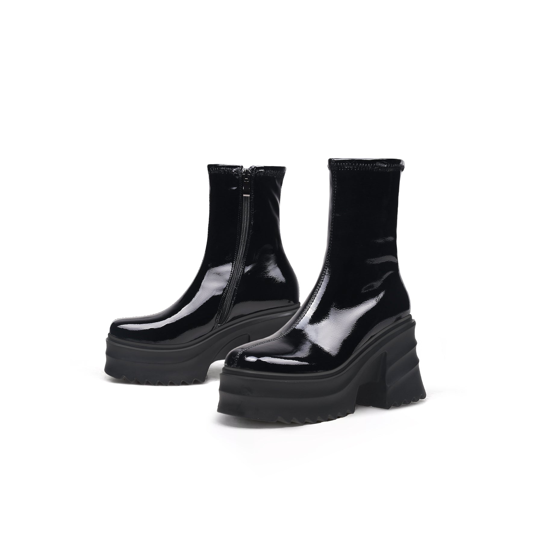 Patent Cloudy Platform Black Boots - 0cm