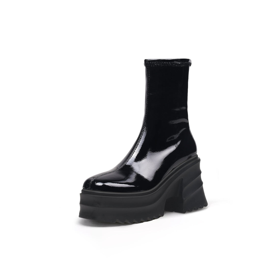 Patent Cloudy Platform Black Boots - 0cm