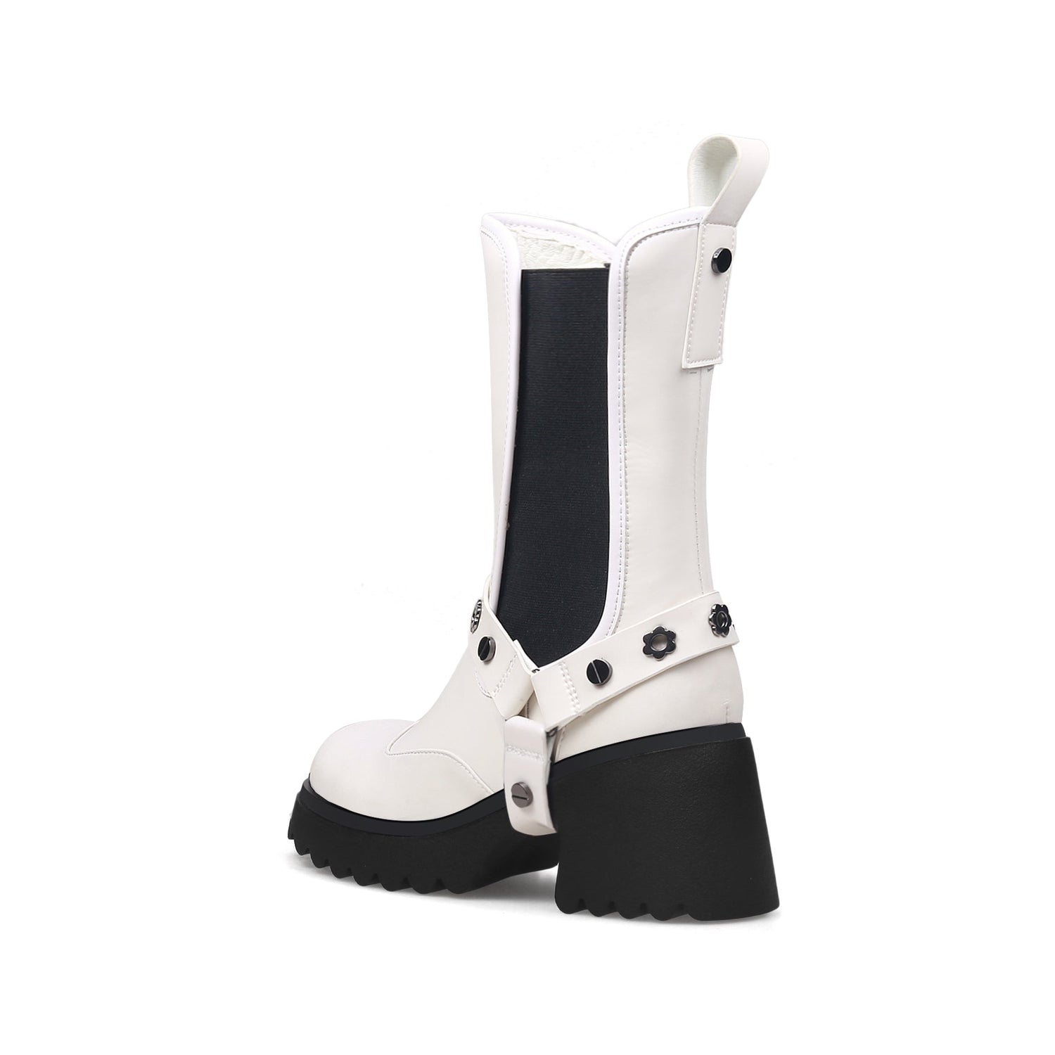 Patrol Strap Patent White Boots - 0cm