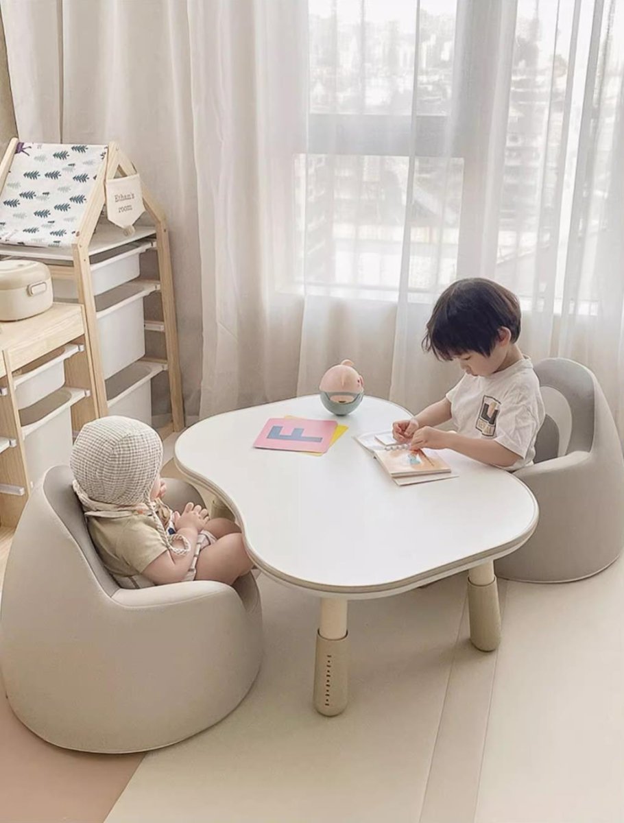 Peanut Height Adjustable Dual kid White Study Table   0cm