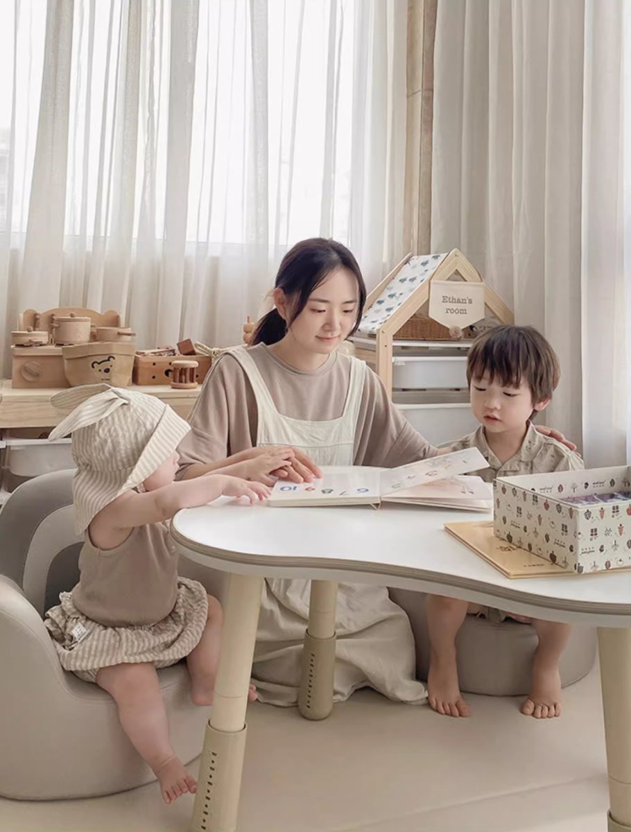 Peanut Height Adjustable Dual kid White Study Table   0cm