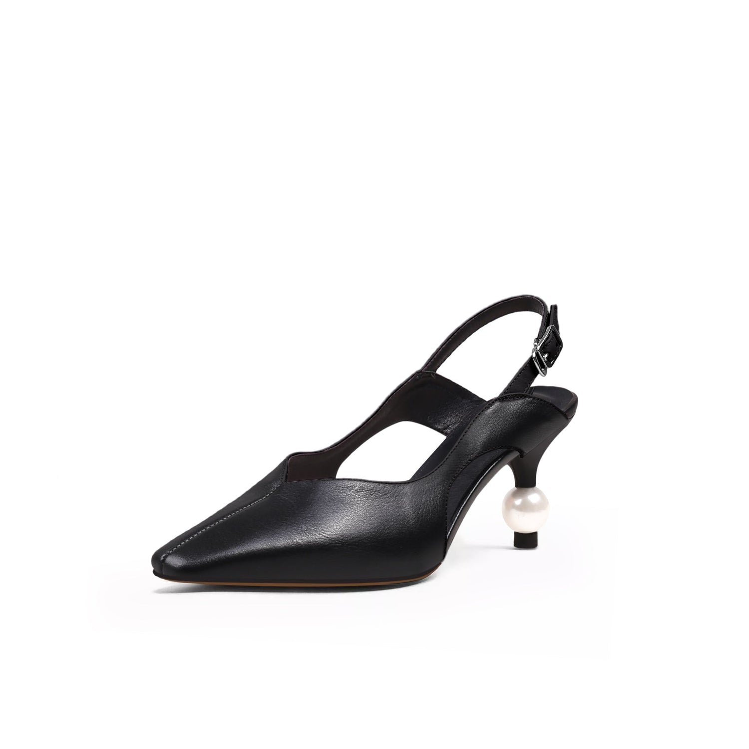 Pearl Slingback Black Sandals - 0cm