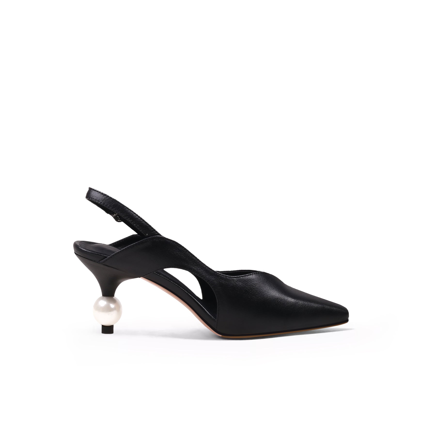 Pearl Slingback Black Sandals - 0cm