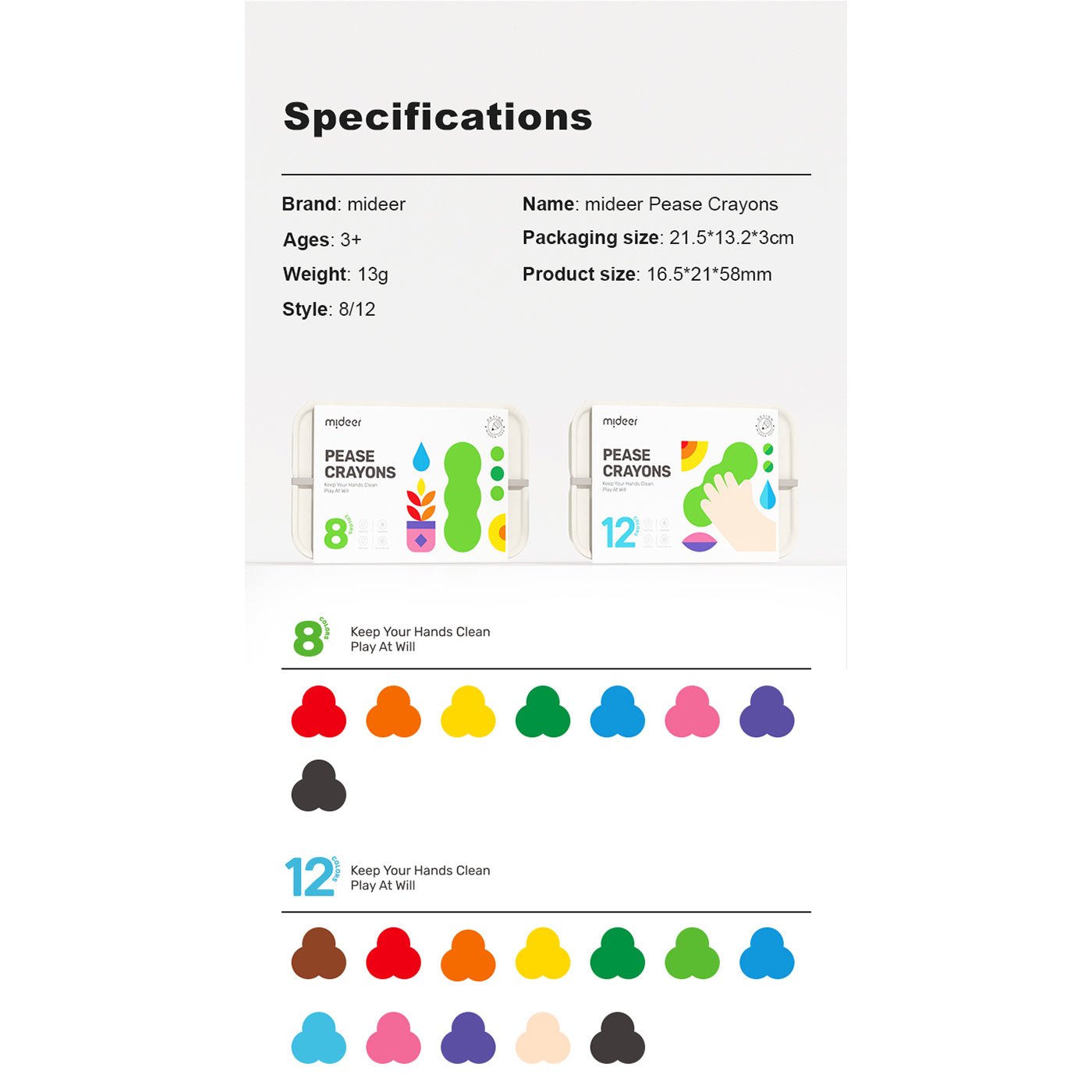 Pease Crayons 8 Colors - 0cm