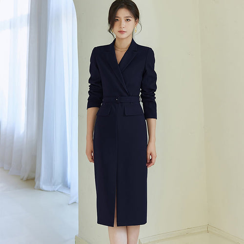 Pencil Cut Coat Dress in Navy 0cm