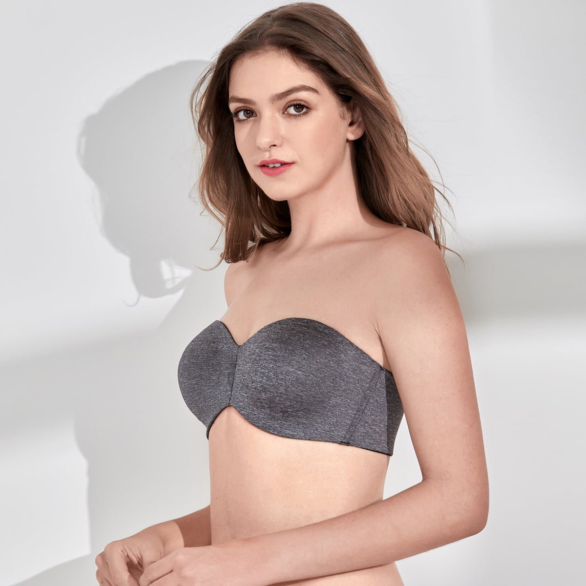 Perfect Support Strapless Unlined Underwire Plus Size Minimizer Charcoal Bra   0cm