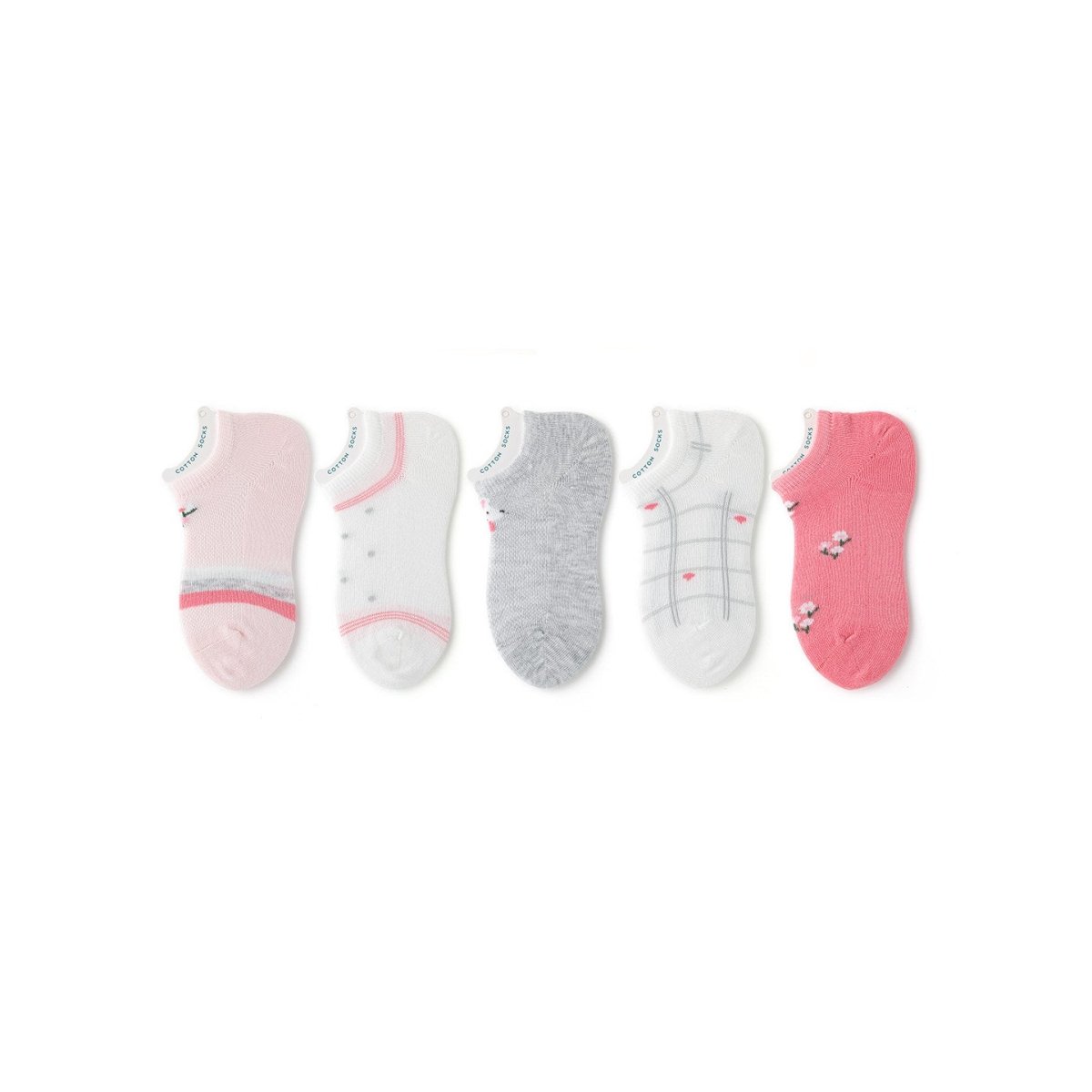 Petals Falling Thin Mesh Breathable Girl 5pcs Ankle Socks Set   0cm